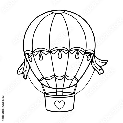 Cute vector illustration hotair for toddlers colouring page