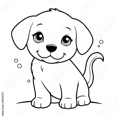 Simple vector illustration of Puppy for kids coloring page