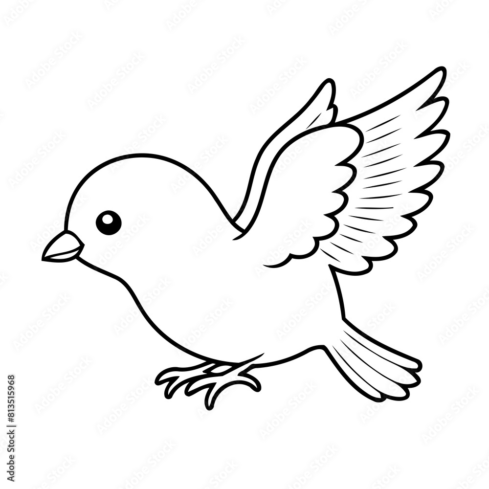 Obraz premium Cute vector illustration Bird hand drawn for kids page