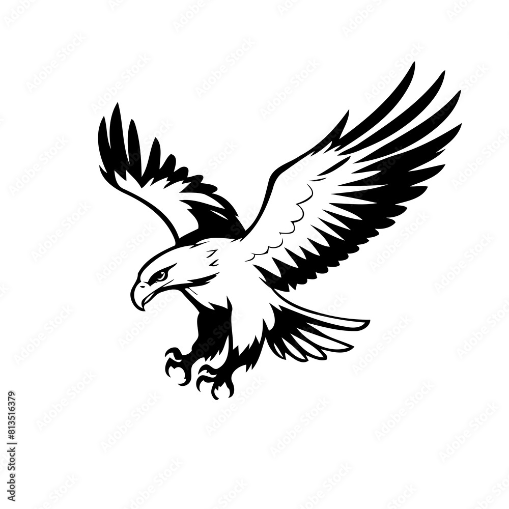 Vector illustration of a cute Eagle drawing for toddlers coloring activity