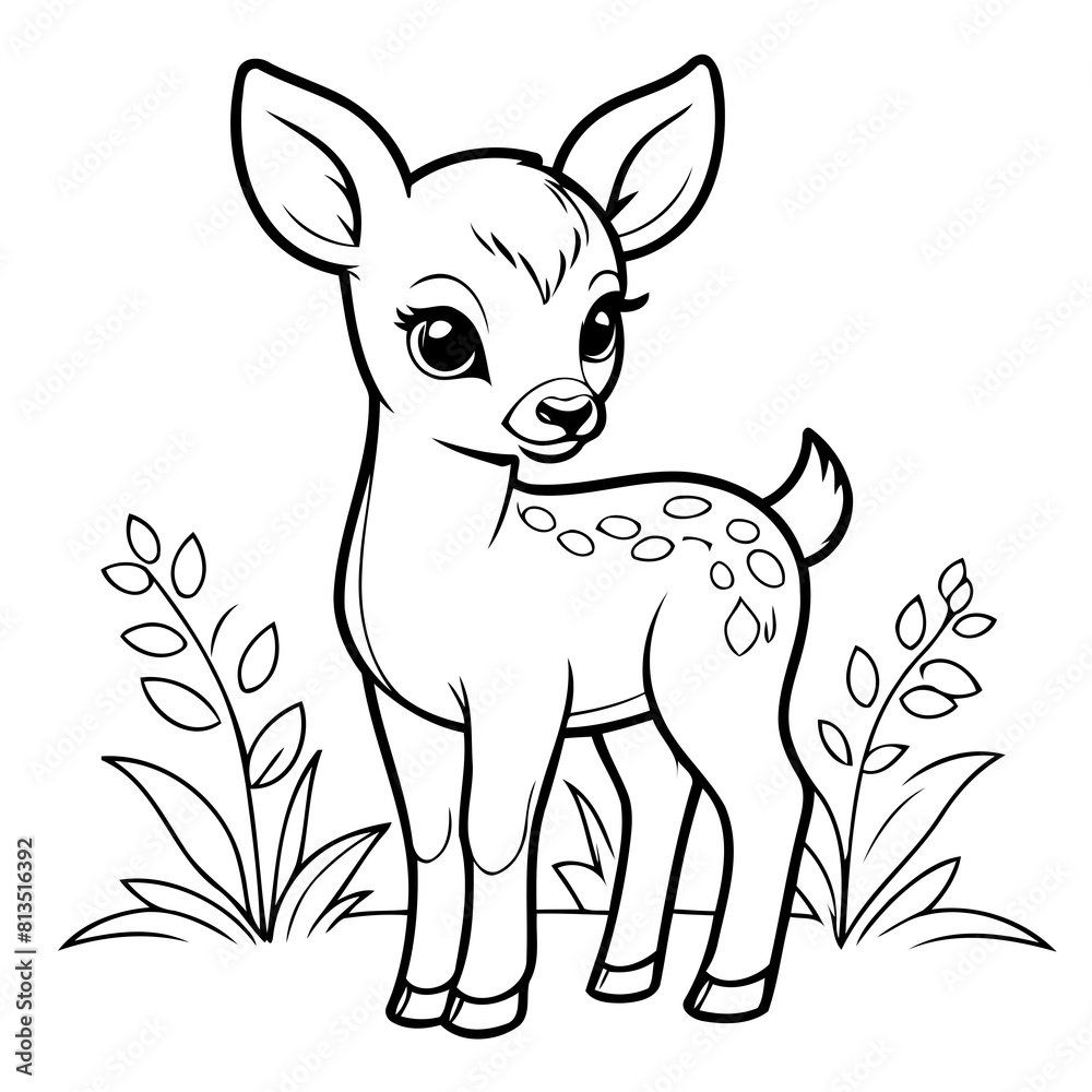 Vector illustration of a cute fawn doodle colouring activity for kids Vector illustration of a cute fawn doodle colouring activity for kids