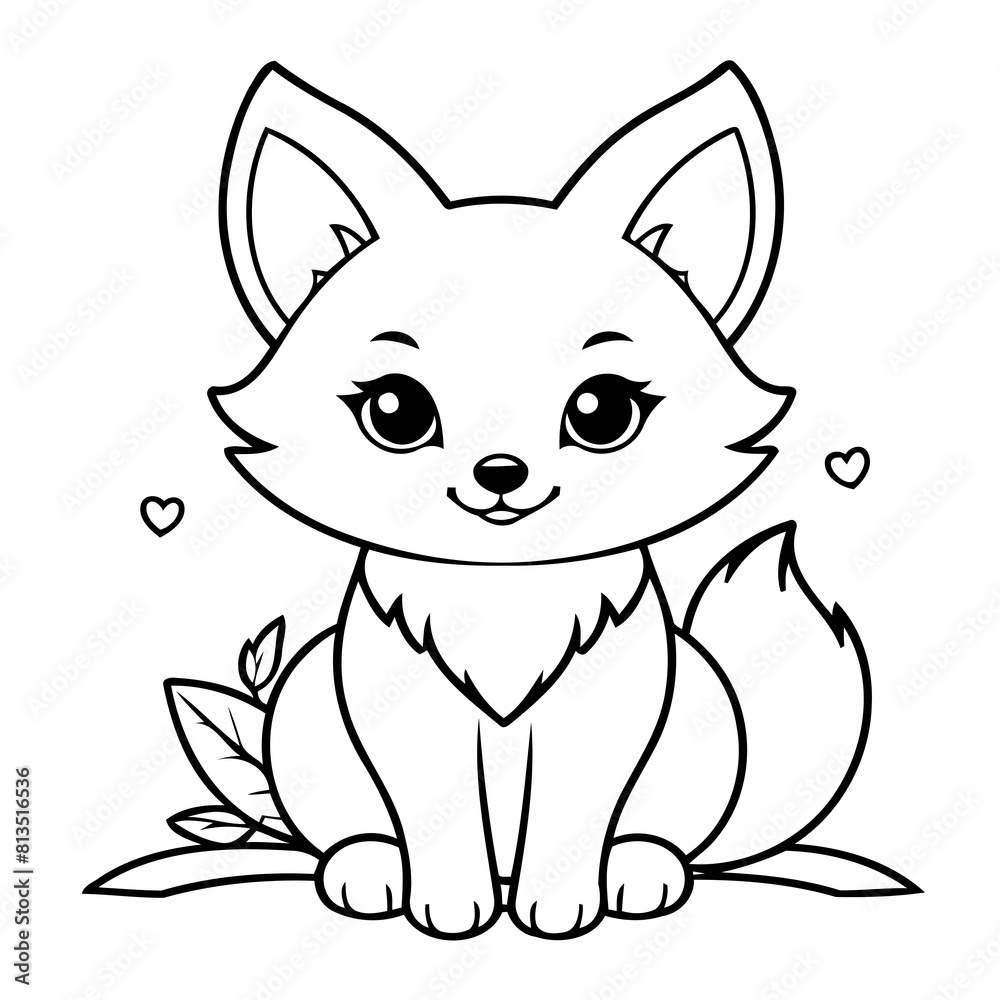 Simple vector illustration of Fox for children colouring activity Simple vector illustration of Fox for children colouring activity