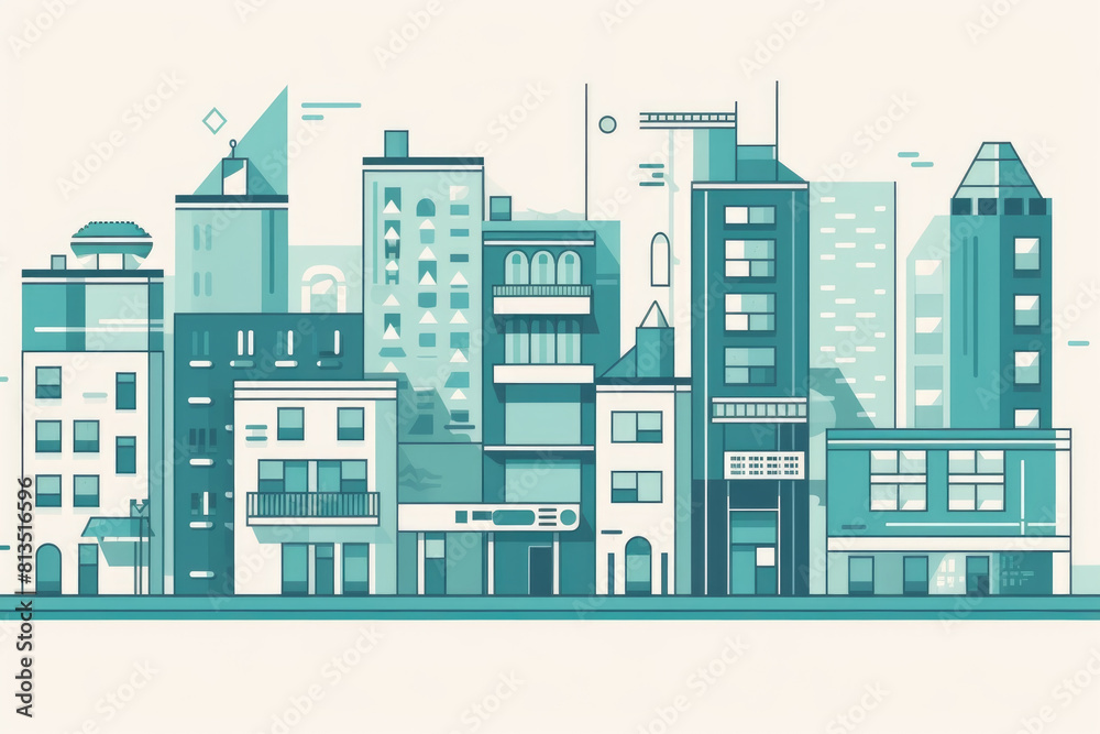A detailed illustration showcasing the towering skyscrapers, bridges, and landmarks of a bustling city skyline A detailed illustration showcasing the towering skyscrapers, bridges, and landmarks of a bustling city skyline