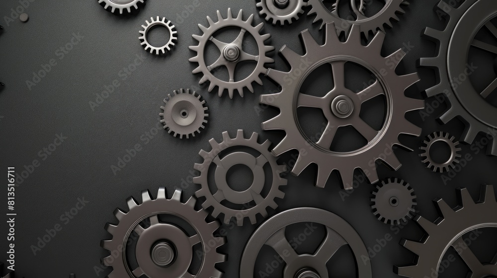 A close up of a black and grey image of many gears A close up of a black and grey image of many gears