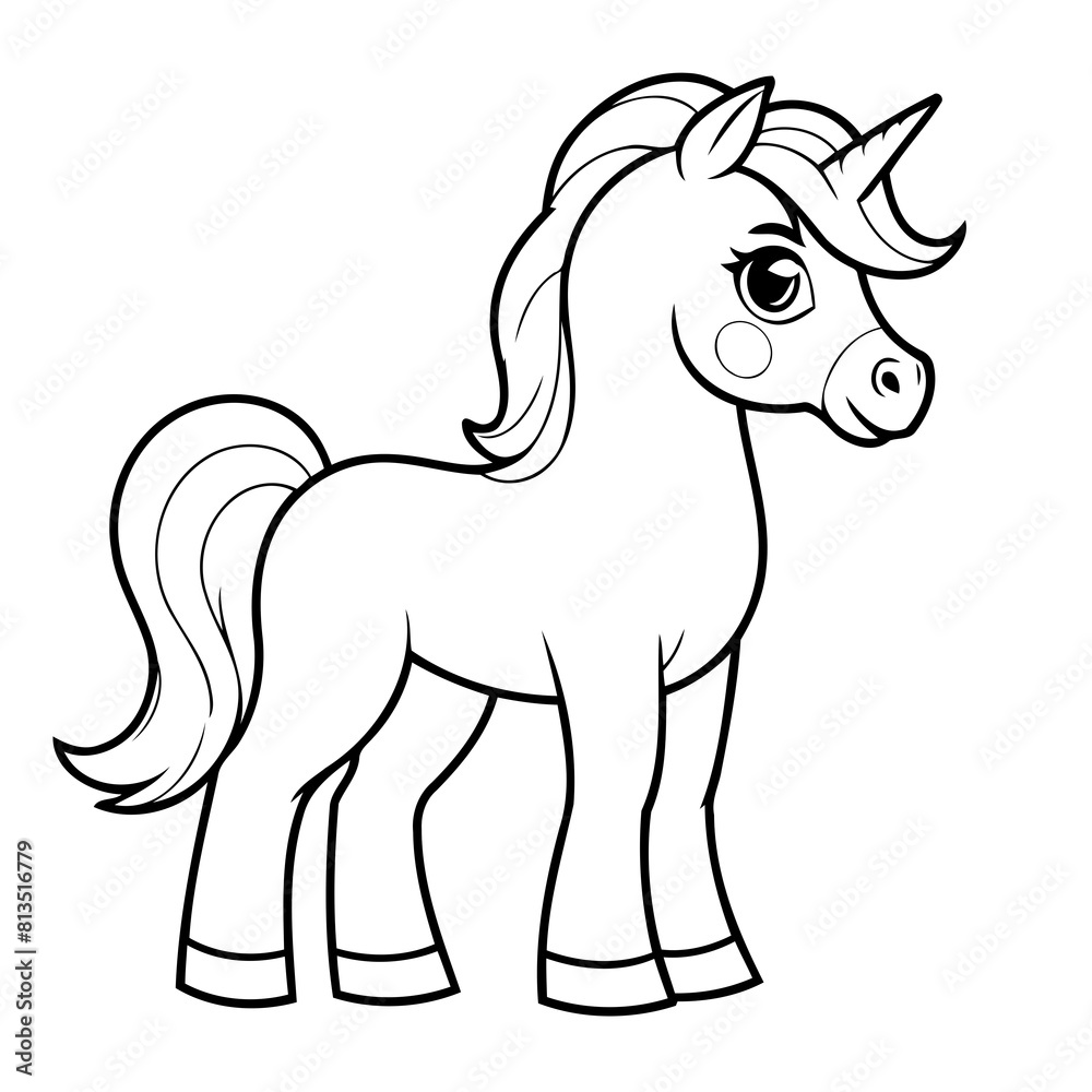 Simple vector illustration of horse for kids colouring worksheet Simple vector illustration of horse for kids colouring worksheet
