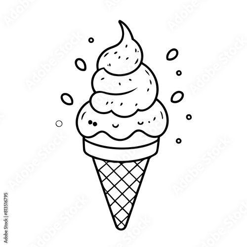 Vector illustration of a cute ice drawing for colouring page