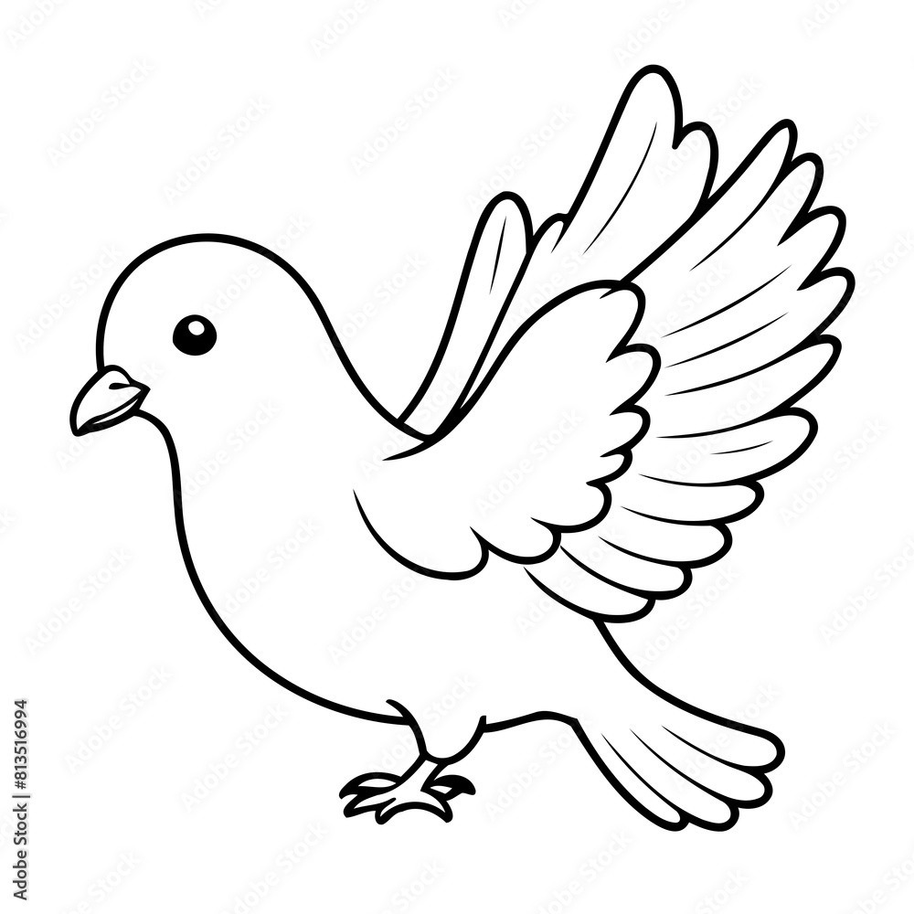 Simple vector illustration of Pigeon hand drawn for kids page Simple vector illustration of Pigeon hand drawn for kids page