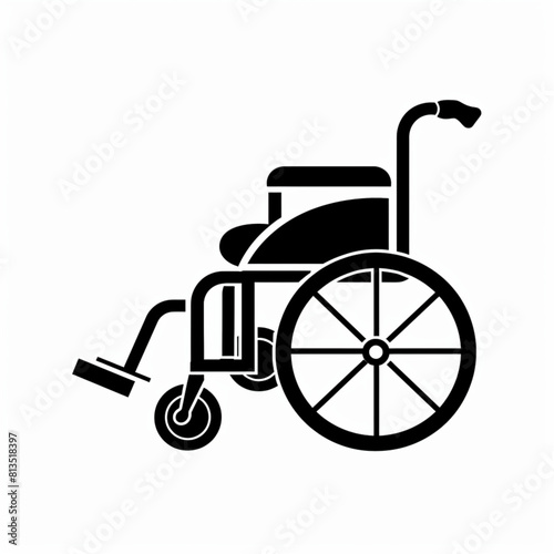 create an icon of wheelchair for person with sed , minimalistic vector graphic logo design, white background photo