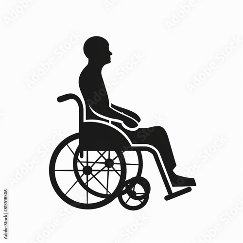 create an icon of wheelchair for person with sed , minimalistic vector graphic logo design, white background