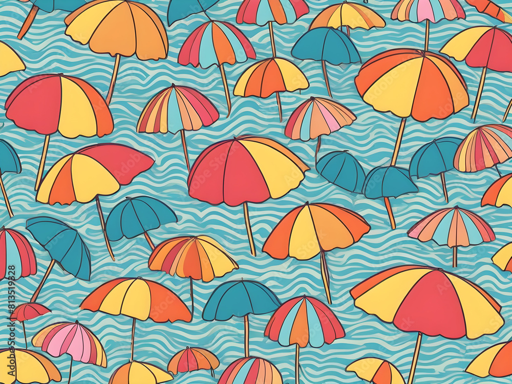 Obraz premium Summer themed drawing illustration background pattern, Generative AI