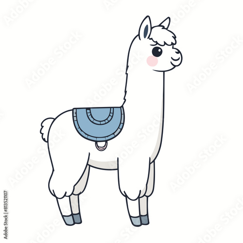 Vector illustration of a cute Llama for toddlers story books
