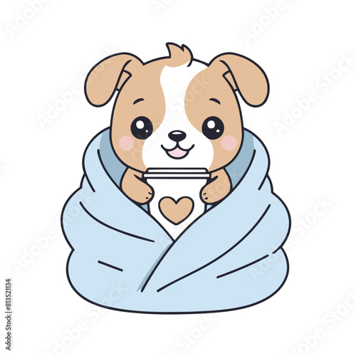 Vector illustration of a cute Puppy for toddlers