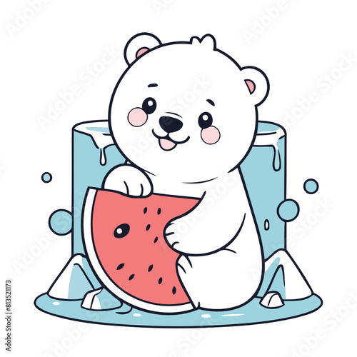 Cute vector illustration of a Polarbear for youngsters' picture books