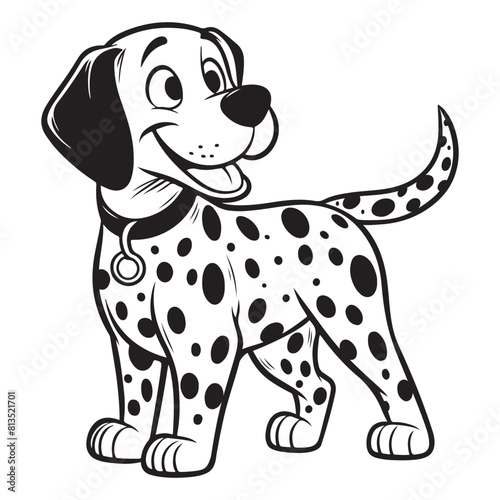 Line art of dalmatian dog cartoon vector