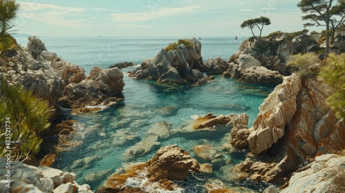Concept board de mare roche de la cote mediterranean par beaux temps
