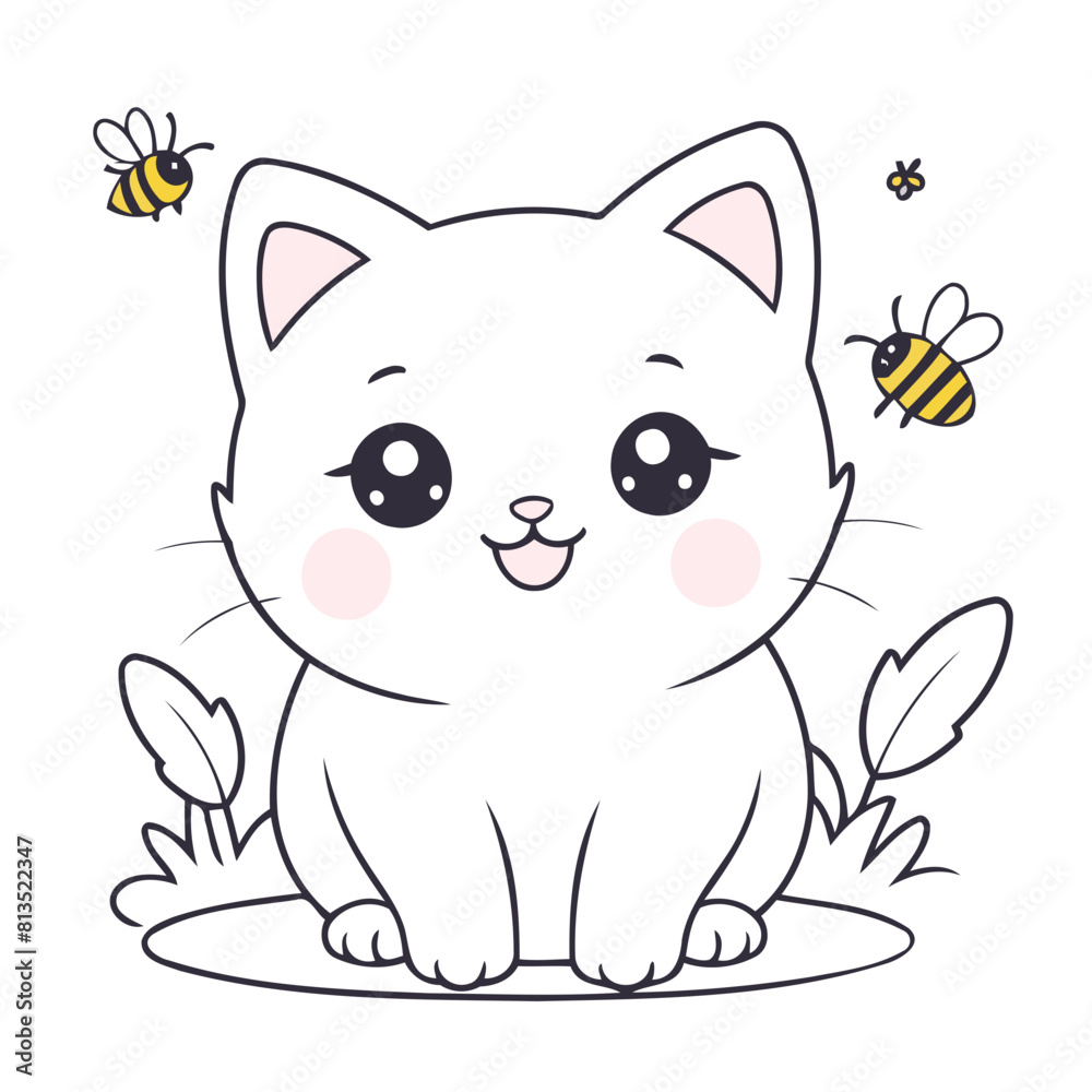 Cute Kitten vector illustration for preschoolers' learning moments Cute Kitten vector illustration for preschoolers' learning moments