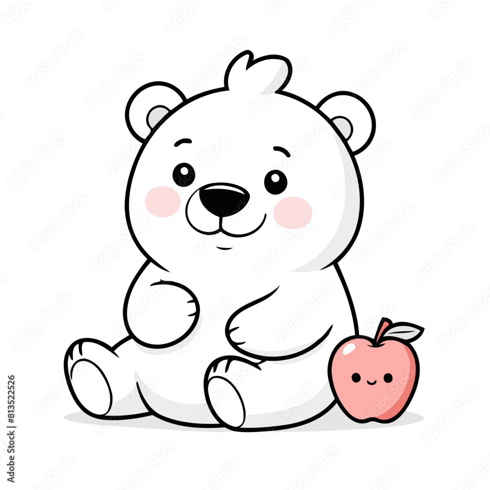 Fototapeta premium Cute Polarbear for children's bedtime stories vector illustration