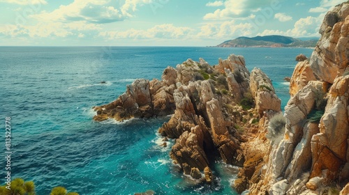 Concept board de mare roche de la cote mediterranean par beaux temps photo