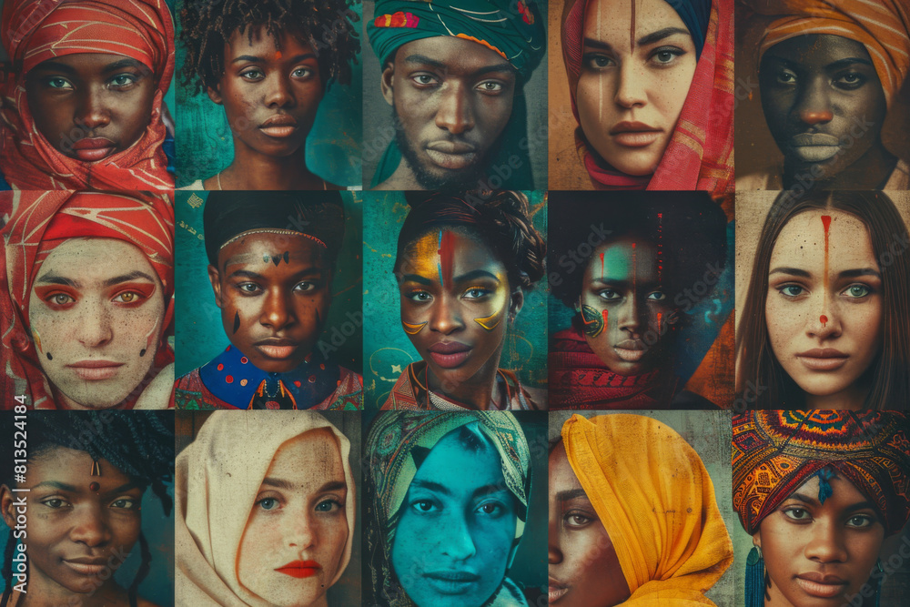 Collage of diverse faces showing a spectrum of human emotions and backgrounds. Collage of diverse faces showing a spectrum of human emotions and backgrounds.