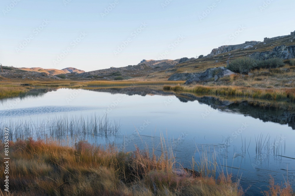 Serene Lake Reflections at Sunrise Serene Lake Reflections at Sunrise