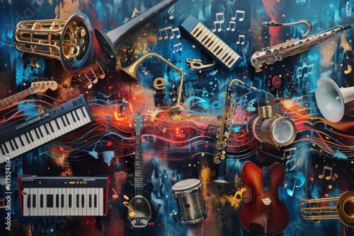 A cacophony of musical instruments and sound waves