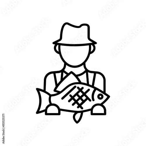 fisherman icon. outline icon