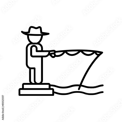 someone who is fishing . outline icon