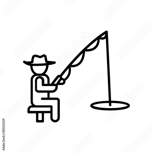 someone who is fishing. outline icon