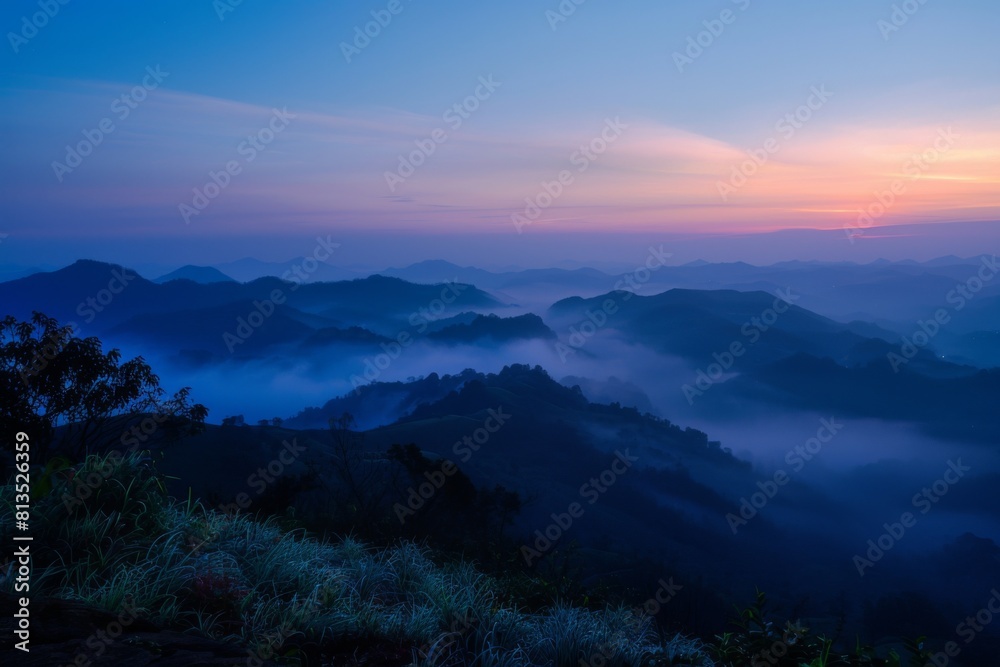 The sky is a beautiful shade of blue with a pink hue The sky is a beautiful shade of blue with a pink hue