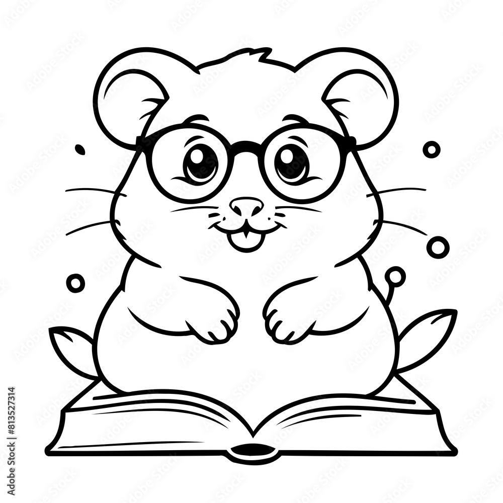 Vector illustration of a cute Hamster drawing for toddlers colouring page Vector illustration of a cute Hamster drawing for toddlers colouring page