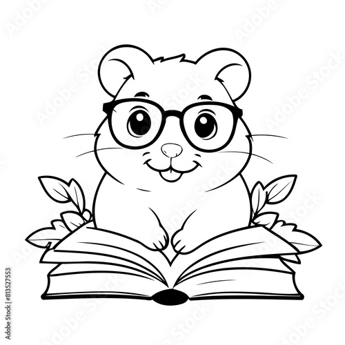Cute vector illustration Hamster doodle for toddlers coloring activity