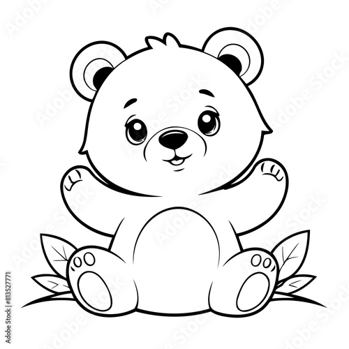 Vector illustration of a cute bear doodle colouring activity for kids