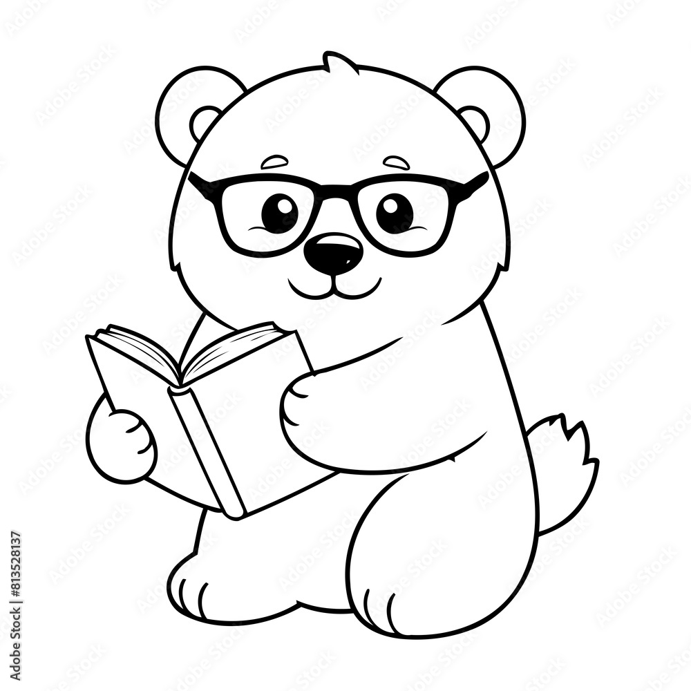 Obraz premium Simple vector illustration of PolarBear drawing colouring activity