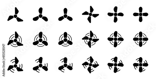  Fan ventilator. Propeller vector icons. Cooling fan symbols . Vector illustration