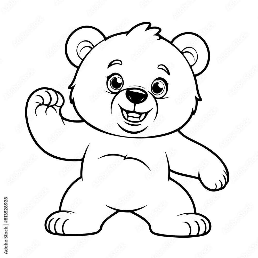 Fototapeta premium Vector illustration of a cute bear drawing colouring activity
