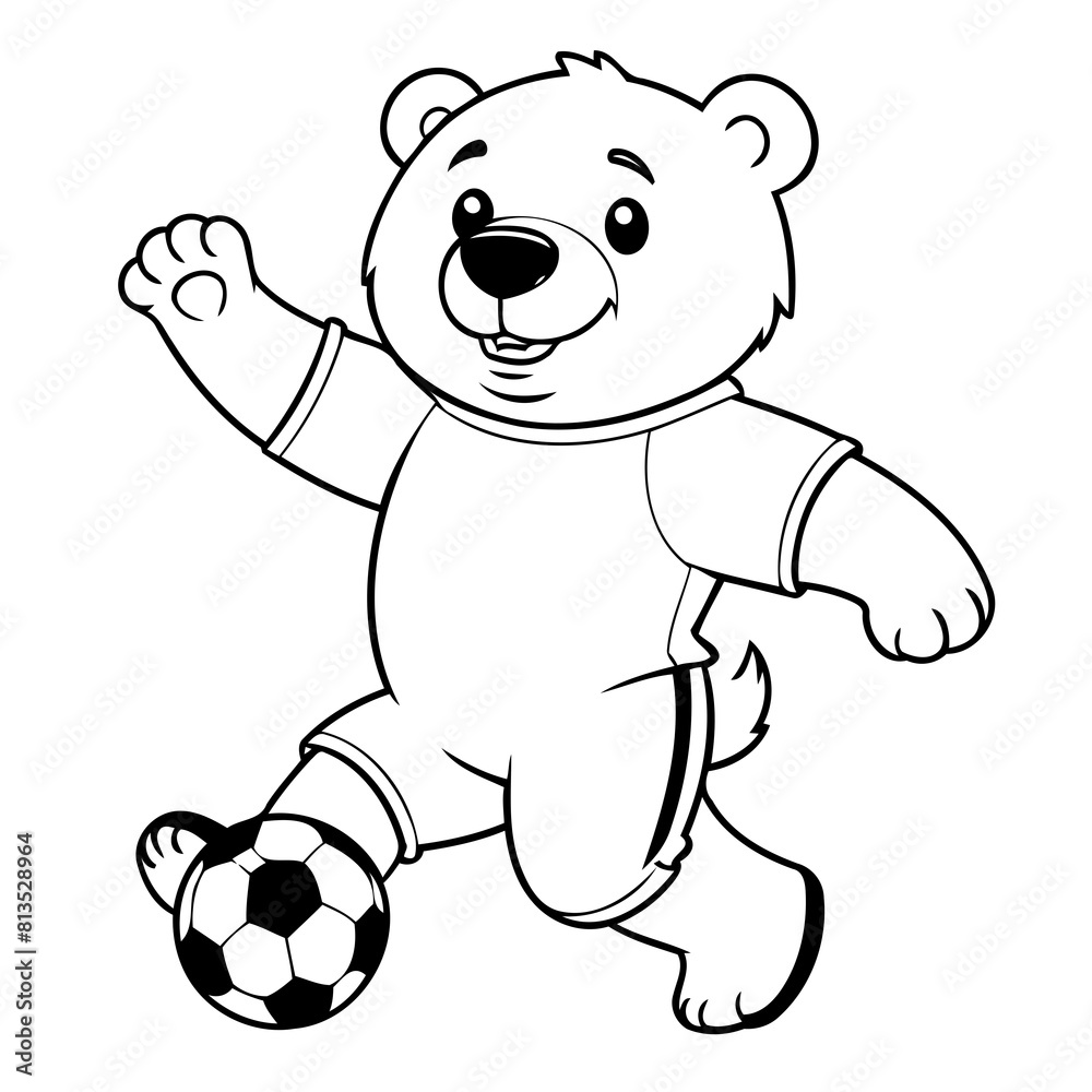 Fototapeta premium Cute vector illustration bear drawing for toddlers colouring page