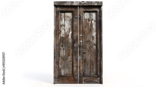 Weathered Double Wooden Door Cut Out 8K

