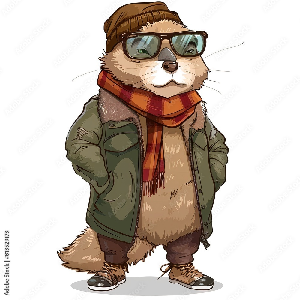 Obraz premium Beaver hipster fashion