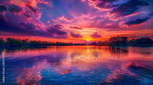 Colorful Sunset Over Lake