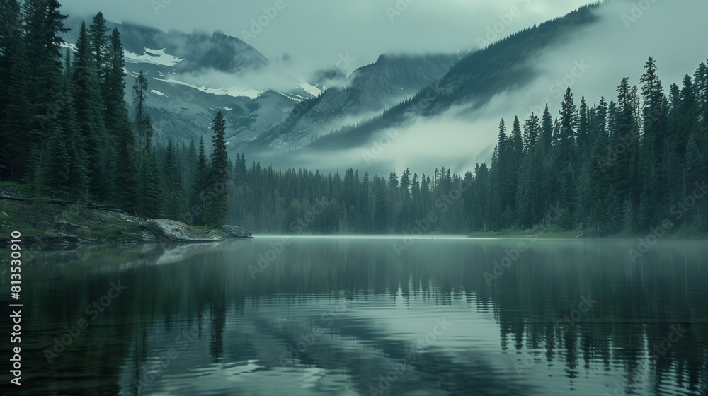 Fototapeta premium Mountain-Encircled Lake in Canada