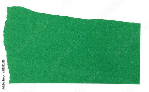 Isolated green velvety paper ripped messages torn with copy space