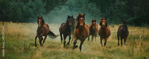 Herd of Wild Horses Gallopi...