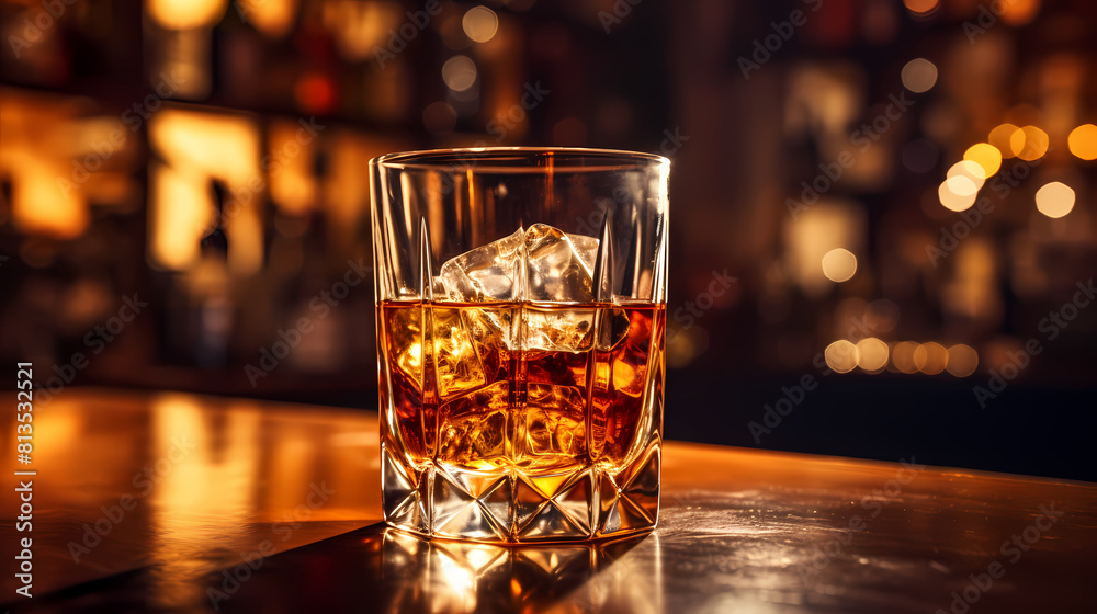 A glass of whiskey on the rocks A glass of whiskey on the rocks