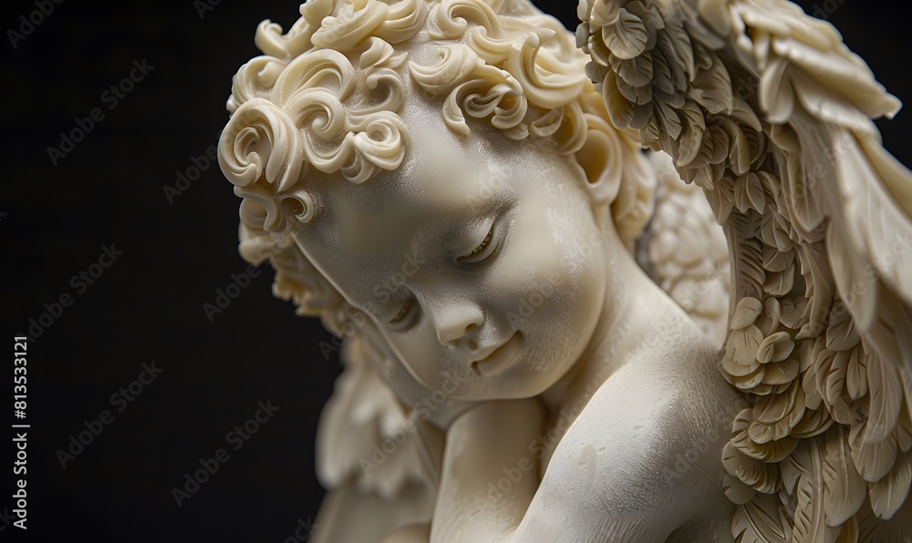 A ivory sculpture of an angelic cherub, Generative AI A ivory sculpture of an angelic cherub, Generative AI