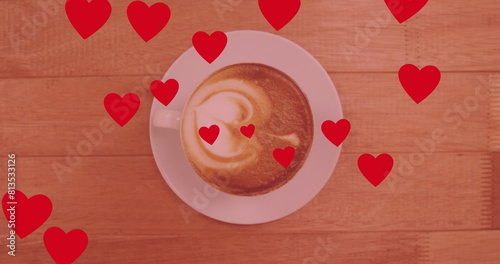 Image of hearts over cup of coffee