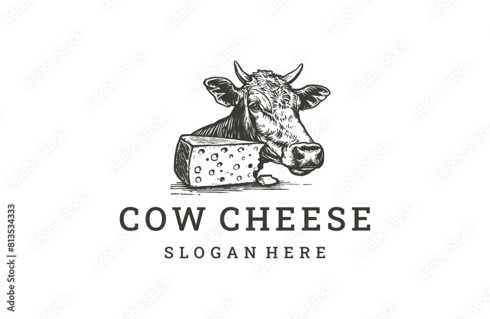 Cow cheese style logo icon design template flat vector Cow cheese style logo icon design template flat vector