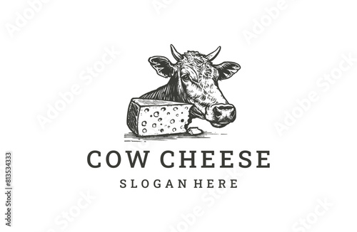Cow cheese style logo icon design template flat vector