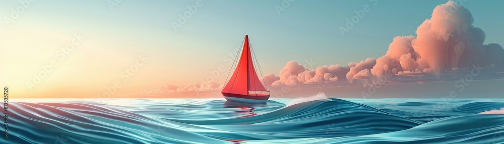 Fototapeta premium Red Sails into the Sunset