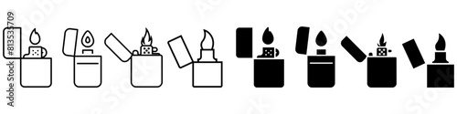 Lighter icon vector set. Cigarette lighter illustration sign collection. Fire symbol or logo.