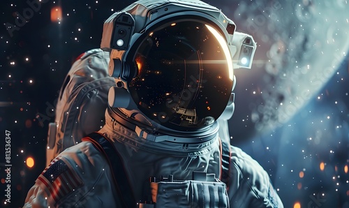 an astronaut is shown in his spacesuit with space   Generative AI